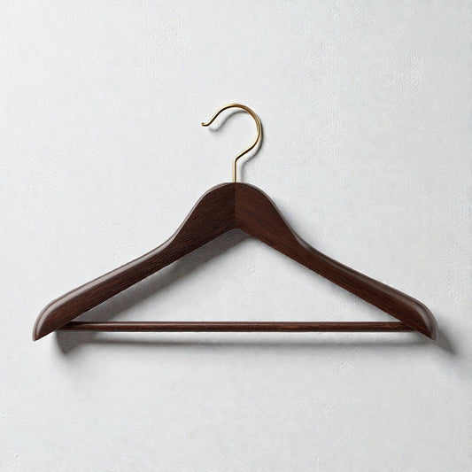 Kelvu Wide Shoulder Wooden Suit Hangers - Walnut Finish (Pack of 6)