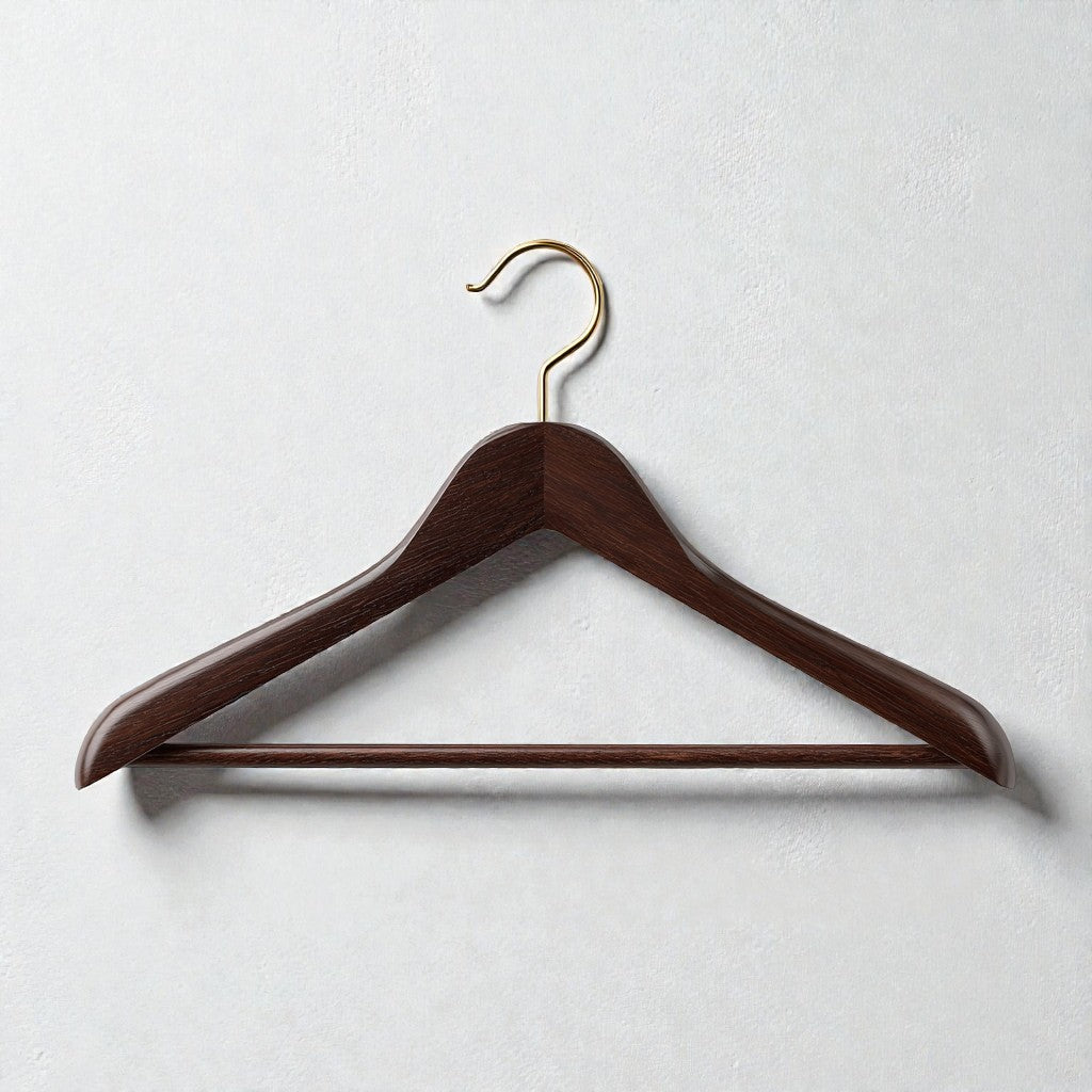 Kelvu Wide Shoulder Wooden Suit Hangers - Walnut Finish (Pack of 6)